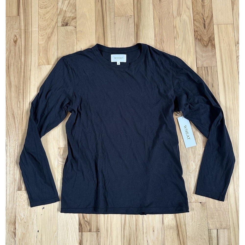 MAISON WHEAT Long Sleeve Black Women's Shirt 100% Cotton Made In USA NWT